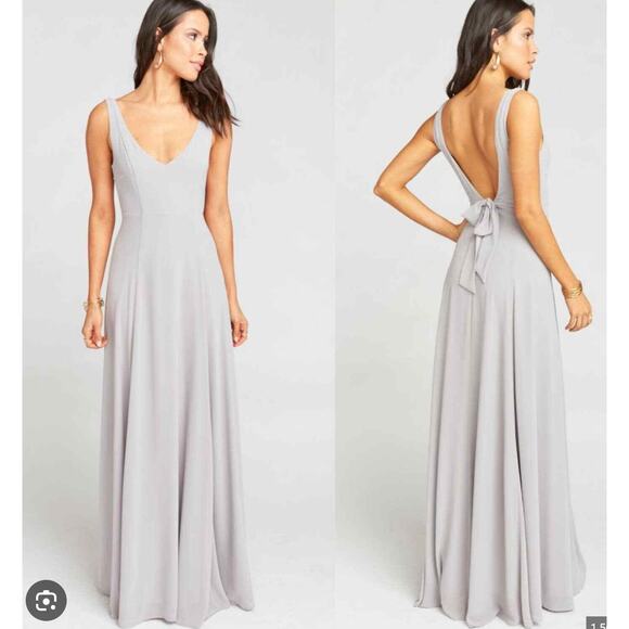 Show Me Your MuMu The Jenn Convertible Maxi Dress In Dove Grey Chiffon sz M - Picture 1 of 5
